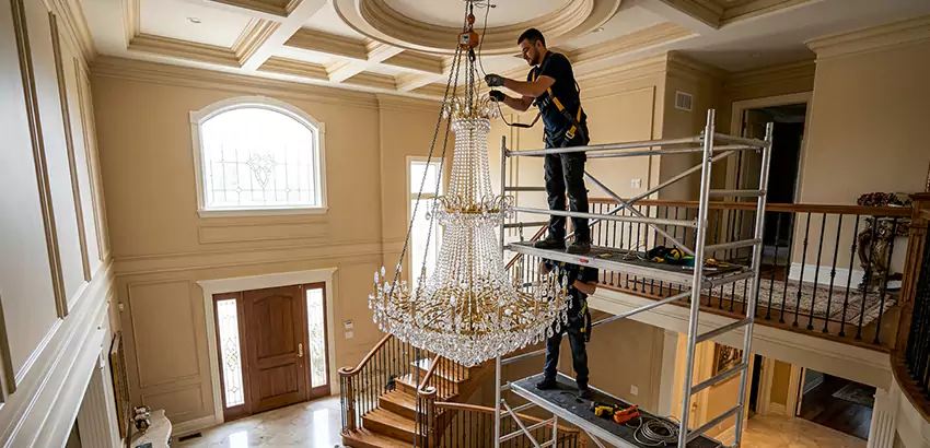 Two-Story Foyer Chandelier Installation in Reynoldsburg